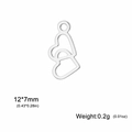 Pendentif double cœur en acier inoxydable 304 argenté pour création bijoux DIY - Cœurs Superposés Acier