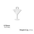 Pendentif verre à cocktail en acier inoxydable 304 de 12x8mm pour bijoux DIY - Verre à Martini Acier