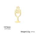 Pendentif verre à vin doré en acier inoxydable 304 pour bijoux DIY taille 13x5mm - Flûte à Champagne Or