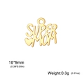 Pendentif SUPER MOM en acier inoxydable doré avec cœur pour la création de bijoux - Cœur Supermom Or