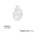 Pendentif coeur anatomique en acier inoxydable 304 pour bijoux DIY 13x8mm - Anatomie du Cœur Acier