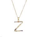 Détail du collier avec pendentif lettre Z en zircons multicolores et chaîne dorée - Lettre Z Dorée Colorée
