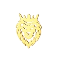 Broche de cabeza de león punk dorado con corona para camisas, joya de acero 304 - Cabeza de león / Dorado
