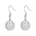 Boucles d'oreilles trèfle à quatre feuilles en acier argenté avec zircons brillants - Style Trèfle à Cadre Rond Ajouré (Style 1) / Acier