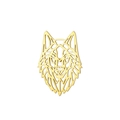 Pin de solapa de cabeza de lobo dorada con líneas geométricas de acero inoxidable 304 - Cabeza de lobo / Dorado
