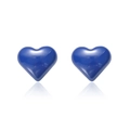 Minimalistische dunkelblaue Herzform Bio-Keramik Ohrstecker mit Glanzfinish - Herz / Blau