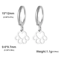 Minimalist silver stainless steel hoop earrings with hollow heart paw print charms - Heart Cat Paw Style / Steel