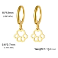 Golden stainless steel paw print earrings with heart cutout and leverback closure - Heart Cat Paw Style / Gold