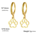 Gold plated stainless steel hoop earrings featuring creative hollow paw print pendants - Hollow Paw / Gold