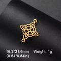 Detailed size view of a 18k gold plated stainless steel Celtic knot charm with dimensions - Double Layer Witch's Knot / Gold