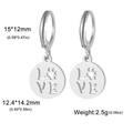 Silver stainless steel leverback earrings featuring a hollow LOVE and paw print pendant - Round Hollow Love Paw Print / Steel