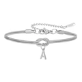 Zilveren roestvrijstalen slangenarmband met knoopontwerp en hanger van de letter A - Letter A(5994515187206) / Staalkleur