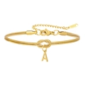 Gouden roestvrijstalen dubbele slangenarmband met liefdesknoop en letter A hanger - Letter A(5994515187207) / Goud
