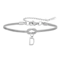 Zilveren roestvrijstalen slangenketting armband met liefdesknoop en letter D-hanger - Letter D (5994515187212)