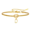 Gouden dubbele slangenketting armband met liefdesknoop en letter D-hanger sieraad - Letter D (5994515187213)