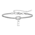 Zilveren roestvrijstalen dubbele slangenarmband met knoop en letter E hanger - Letter E (5994515187214)