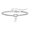 Zilveren roestvrijstalen slangenketting armband met liefdesknoop en letter F hanger - Letter F (5994515187216)