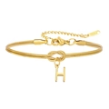 Gouden roestvrijstalen dubbele slangenketting armband met letter H knoop hanger - Letter H(5994515187221)