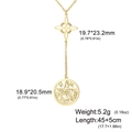 Golden stainless steel necklace with S-shaped witch knot and pentagram double pendants - Gold