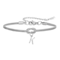 Minimalistische zilveren roestvrijstalen slangenketting armband met letter K-hanger - Letter K (5994515187226)