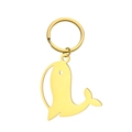 Llavero de acero inoxidable dorado con colgante de ballena pulido y anillo redondo - Ballena dorada