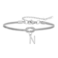 Zilveren roestvrijstalen dubbele slangenketting armband met knoop en letter N hanger - Letter N (5994515187232)