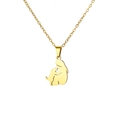 Gold stainless steel necklace with girl and dog silhouette pendant on O-chain - Gold