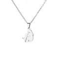 Polished silver stainless steel necklace featuring a girl hugging a dog pendant - Steel