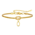 Gouden roestvrijstalen dubbele slangenarmband met knoop en letter O-hanger - Letter O (5994515187235)