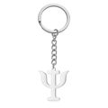 Polished 304 stainless steel keychain featuring a Greek Psi psychology symbol pendant - Greek Letter Psi Symbol / Steel