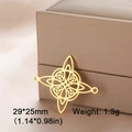18k gold plated stainless steel witch knot pendant, celtic star design 29x25mm - 4 Celtic Knots / Gold