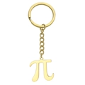 Golden stainless steel Greek letter Pi symbol keychain with polished finish and ring - Pi Symbol / Gold