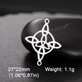 Polished silver stainless steel Witch's Knot pendant 27x22mm for jewelry making - Cross Celtic Knot / Steel