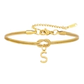 Gouden roestvrijstalen slangenketting armband met liefdesknoop en S-letter hanger - Letter S (5994515187243)