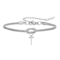 Zilveren roestvrijstalen dubbele slangenarmband met knoopontwerp en kruishangertje - Letter T (5994515187244)
