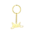 Llavero de gato de dibujos animados en acero inoxidable dorado con acabado brillante - Gato Dorado Estilo 1