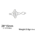 Silver stainless steel Celtic witch knot pendant charm 28x15mm for jewelry making - Heart and Cross / Steel