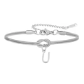 Zilveren roestvrijstalen dubbele slangenarmband met knoop en hanger letter U - Letter U (5994515187246)