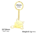 Llavero de gato dorado con aro de 25mm y colgante de acero inoxidable para bolso - Gato Cabeza Inclinada Dorado