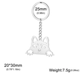 Polished stainless steel 20x30mm cartoon cat pendant keychain with key ring - Steel-colored Kitten No. 2