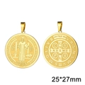 Saint Benedict religious medal pendant in 18k gold plated finish with Celtic knot style - St. Benedict / Gold