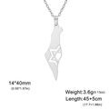 Collar con colgante del mapa de Israel y estrella de David en acero inoxidable plateado unisex - Plata Mapa Estrella Hueca