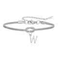 Zilveren roestvrijstalen slangenketting armband met knoopontwerp en letter W hanger - Letter W (5994515187250)