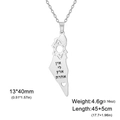 Collana con mappa Israele in acciaio inossidabile argento con stella di David e cuore - Argento Esagramma Mappa