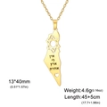 Collar mapa Israel Palestina dorado con colgante estrella de David y corazón calado - Dorado Hexagrama Mapa