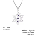 Collier en acier argenté avec étoile de David et carte d'Israël pour hommes et femmes - Argent Étoile de David Carte Incrustée
