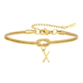 Gouden roestvrijstalen slangenketting knooparmband met letter X hanger voor dames - Letter X (5994515187253)
