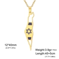 Collier carte d'Israël doré avec étoile de David bleue et chaîne en acier de 45cm - Or Émail Bleu Hexagramme