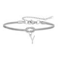 Zilveren roestvrijstalen slangenarmband met knoopontwerp en een letter Y hanger - Letter Y (5994515187254)