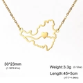 Gouden roestvrijstalen ketting met holle kaart hanger en klein hartje aan de O-ketting - Sint Maarten Eiland Hart Stijl / Goud - Hart Kaart